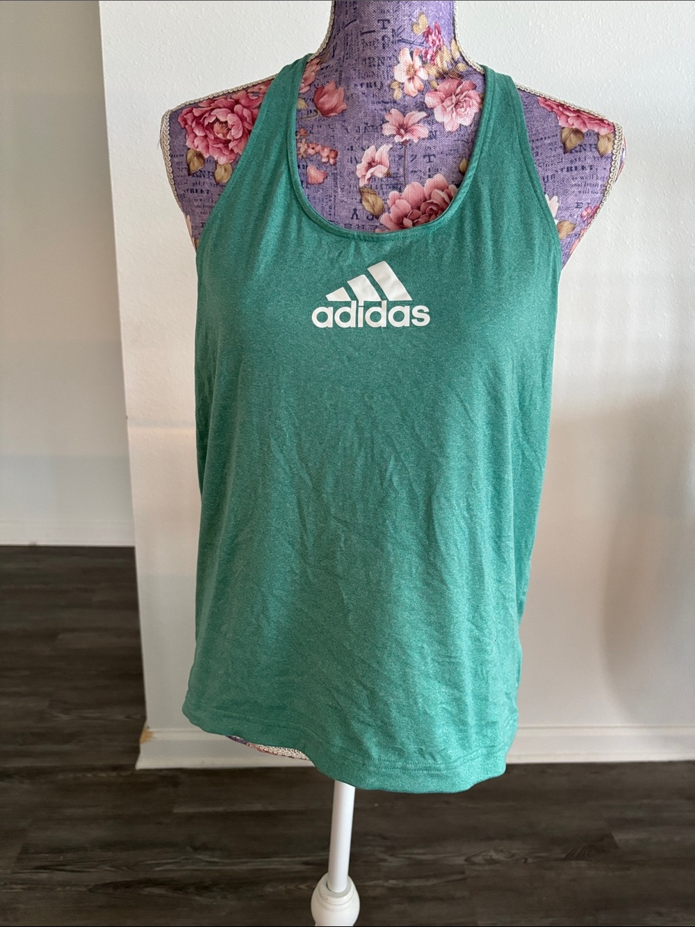 adidas Teal Racerback Logo Tank Top